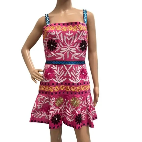 green emerald velvet dress Alexsis Embroidered Mini Dress